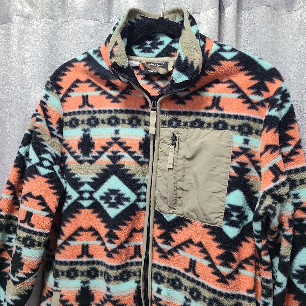 Wesc Polar Fleece Jacket Southwest Aztec Boho Full Zip Y2K 90’s Colorful - Picture 6 of 9
